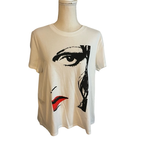 DIANE VON FURSTENBERG DVF Target Collab white Tshirt Red Lip Tee size LG cotton - Picture 3 of 16